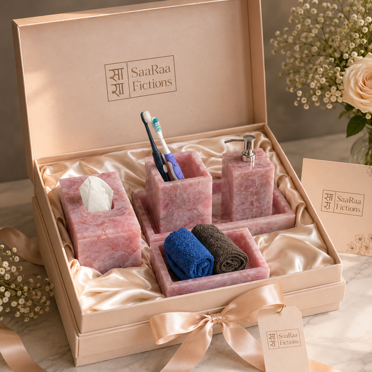 Rose Quartz Bathroom Set for mom and Dad