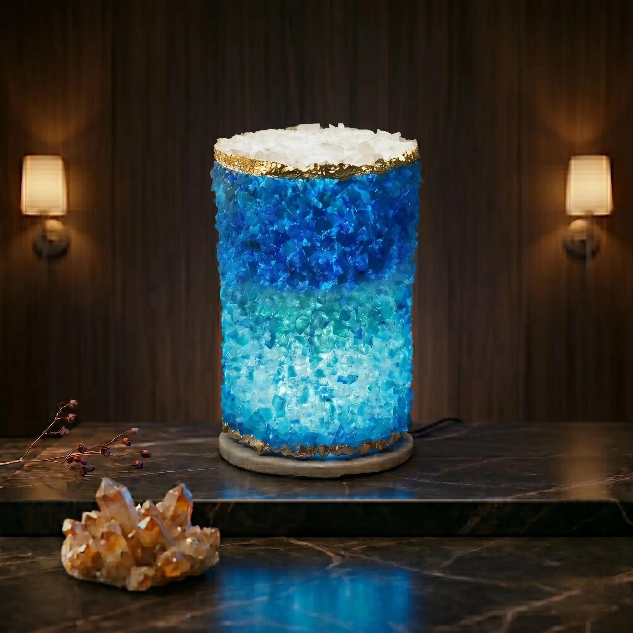 Blue Agate Crystal LED Table Lamp