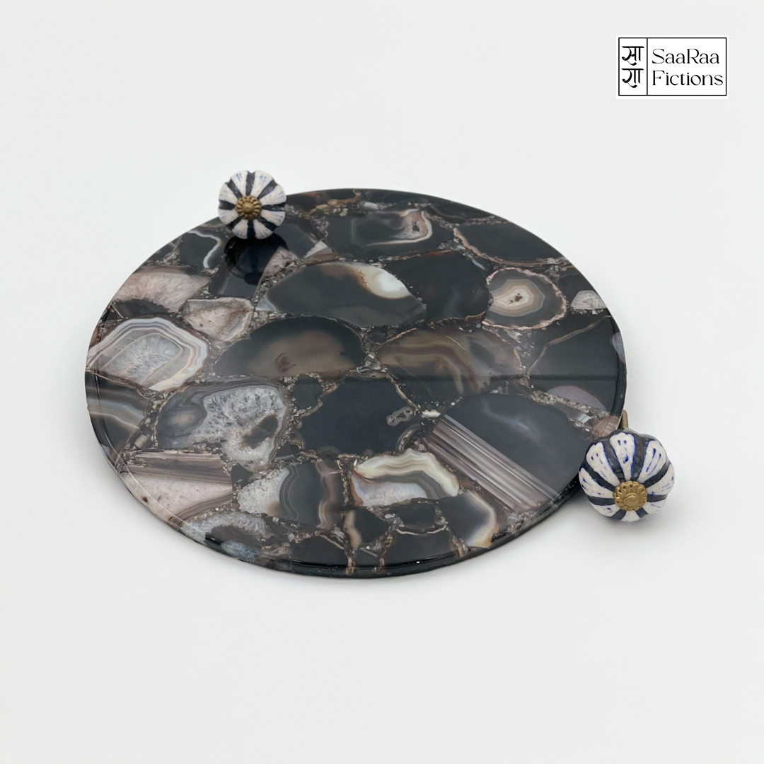 Black Agate Semiprecious Platter