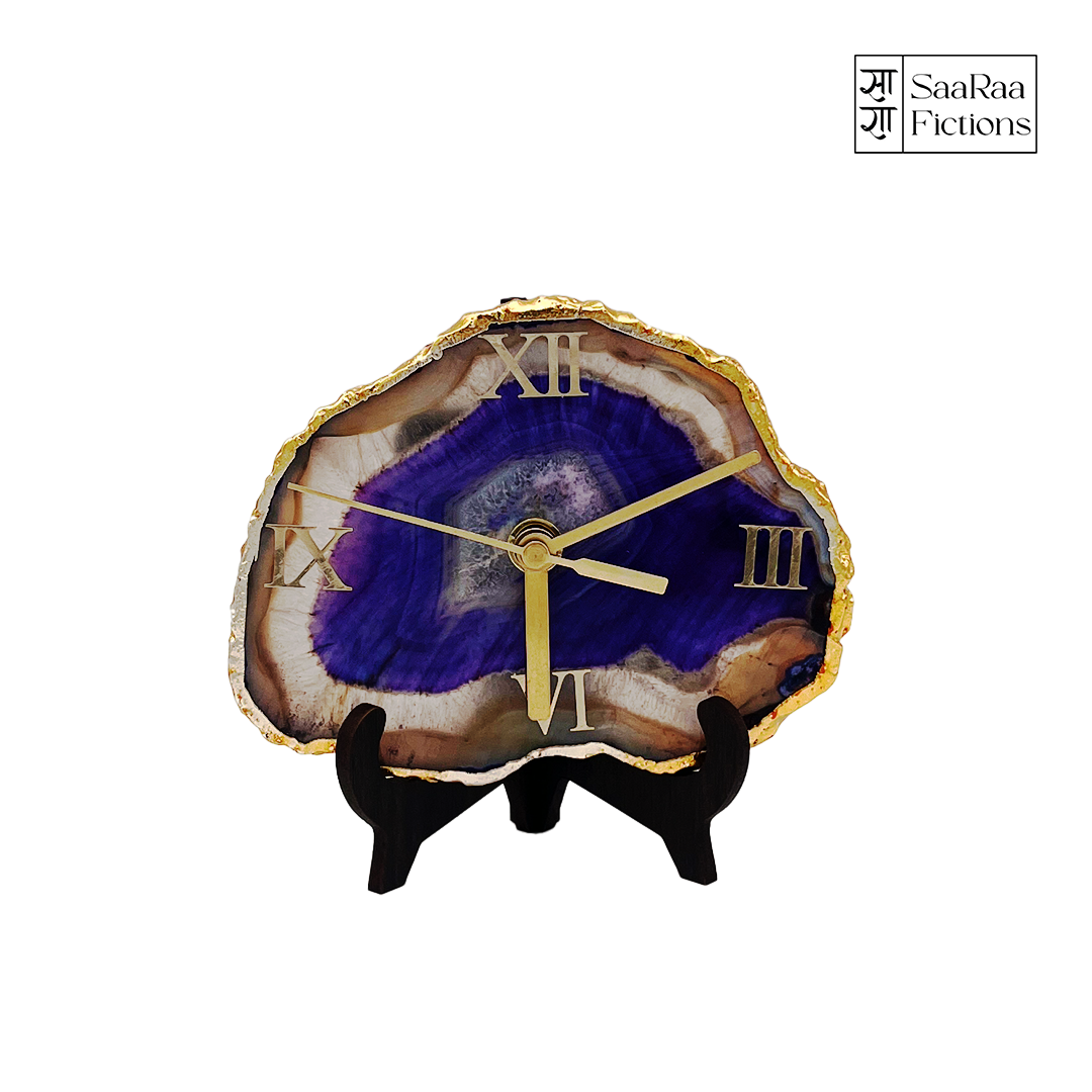 Navy Blue Agate Desk Clock