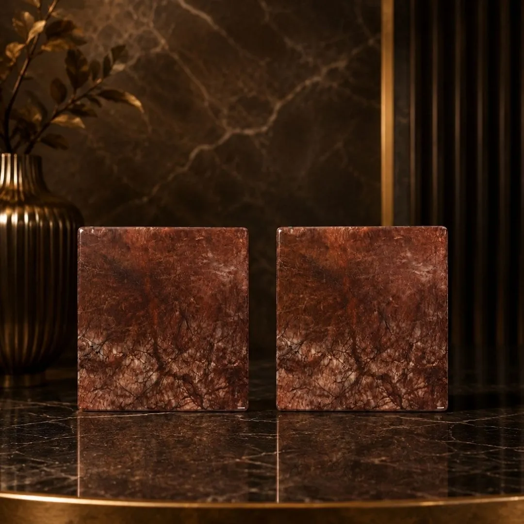 Red Moonstone Square Coasters