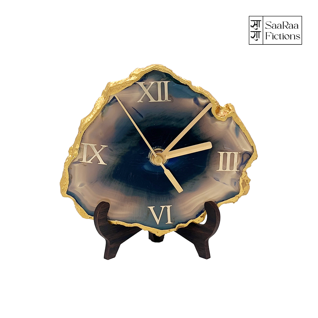 Dark Blue Agate Desk Clock