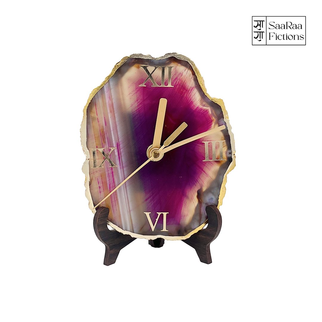 Pink Agate Desk Clock