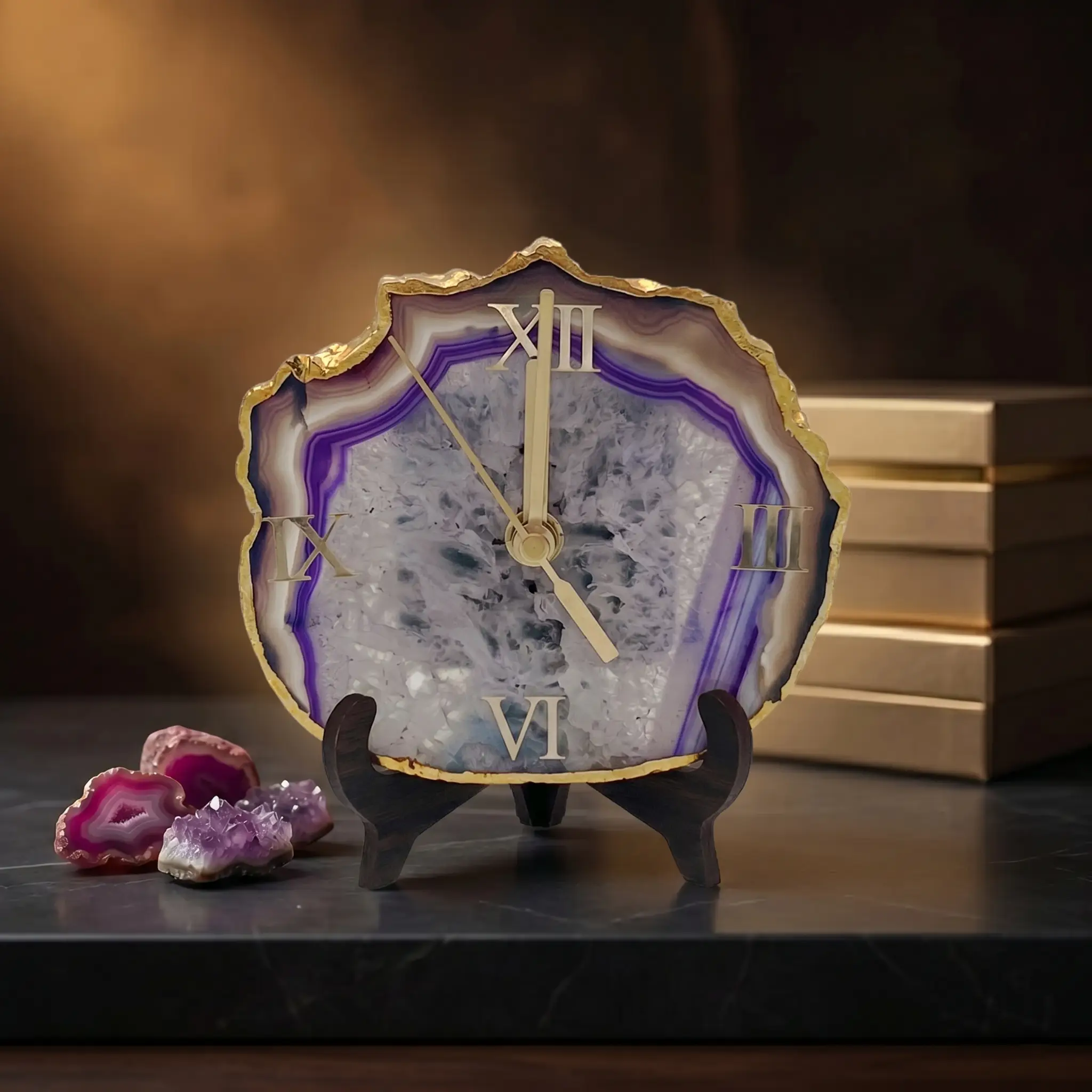 Blue Agate Desk Clock