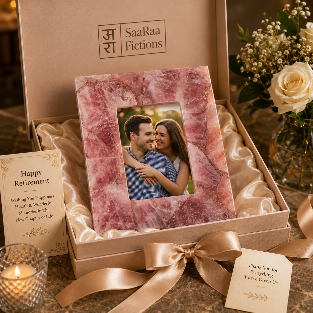 Rose Quartz Photo Frame for retirement gift