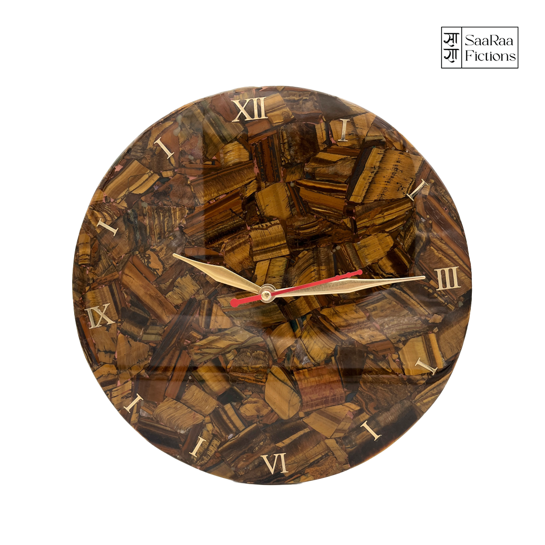 Tiger Eye Wall Clock 10in