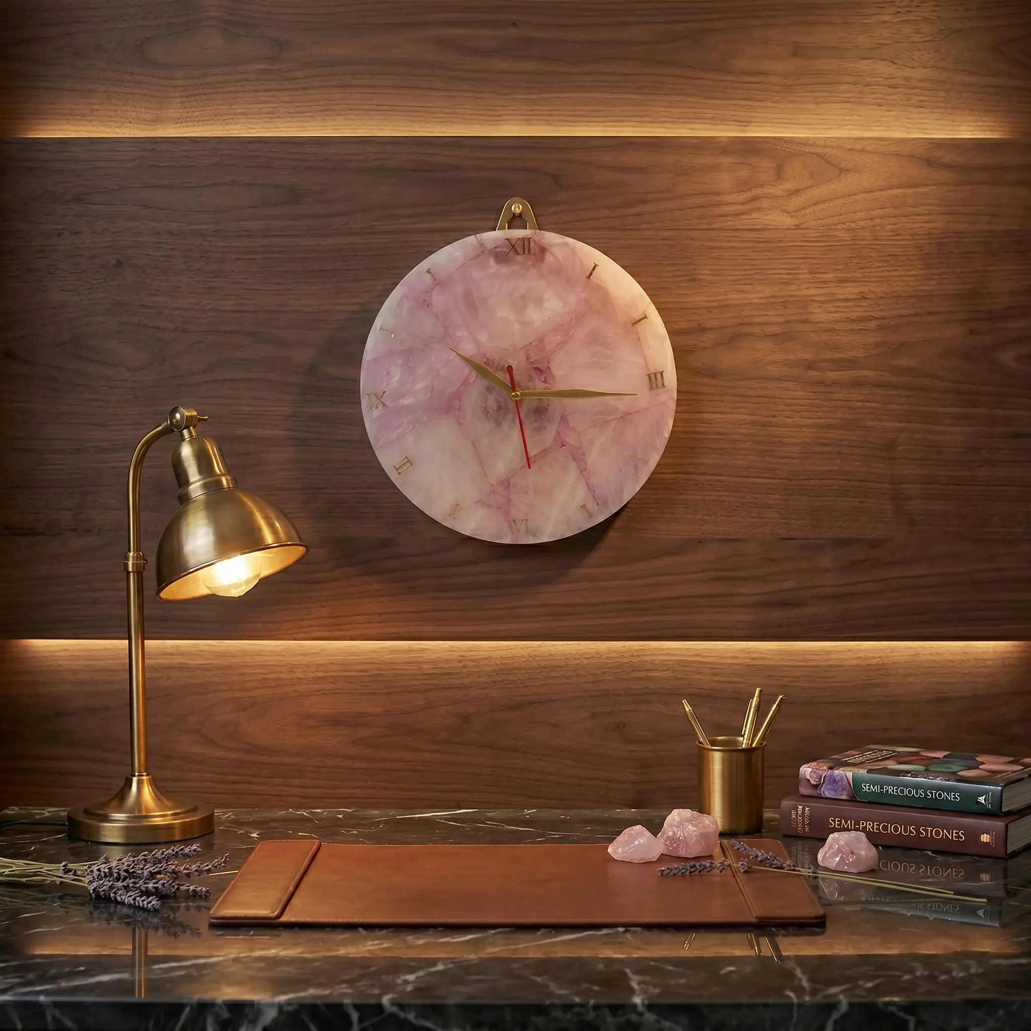 Rose Quartz Wall Clock 10in