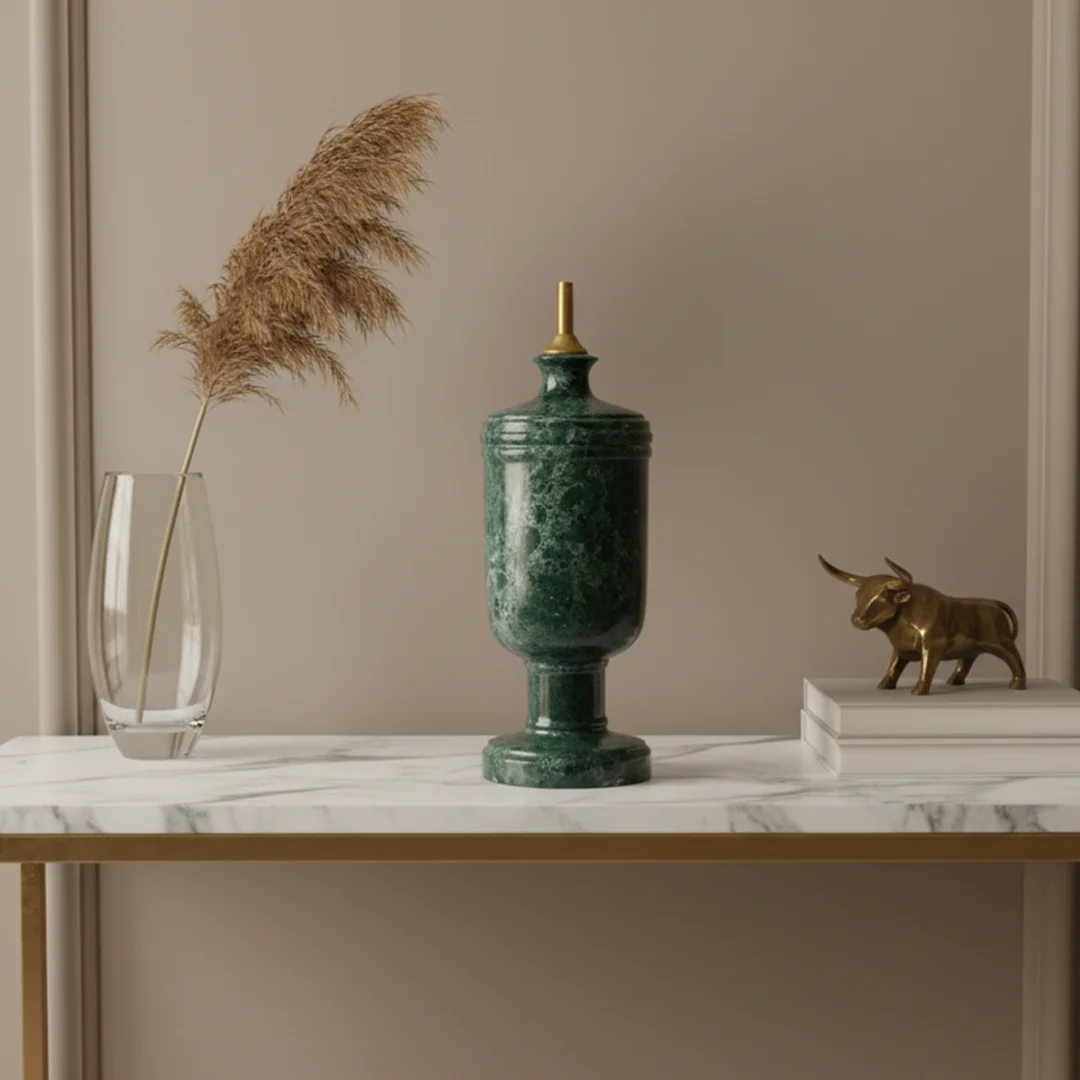 Natural Green Stone Lamp Base - L