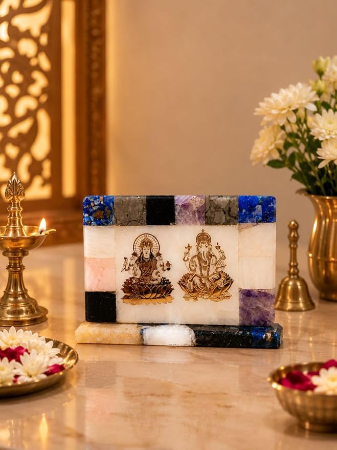 Multi Crystal Lakshmi Ganesha Idol- griha pravesh gifts