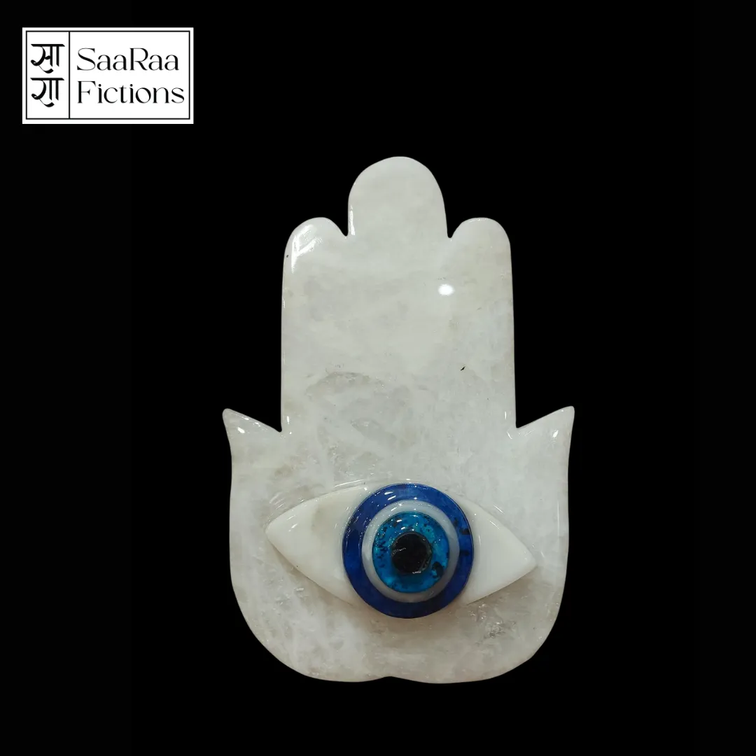 Clear Quartz Hand Evil Eye 9in