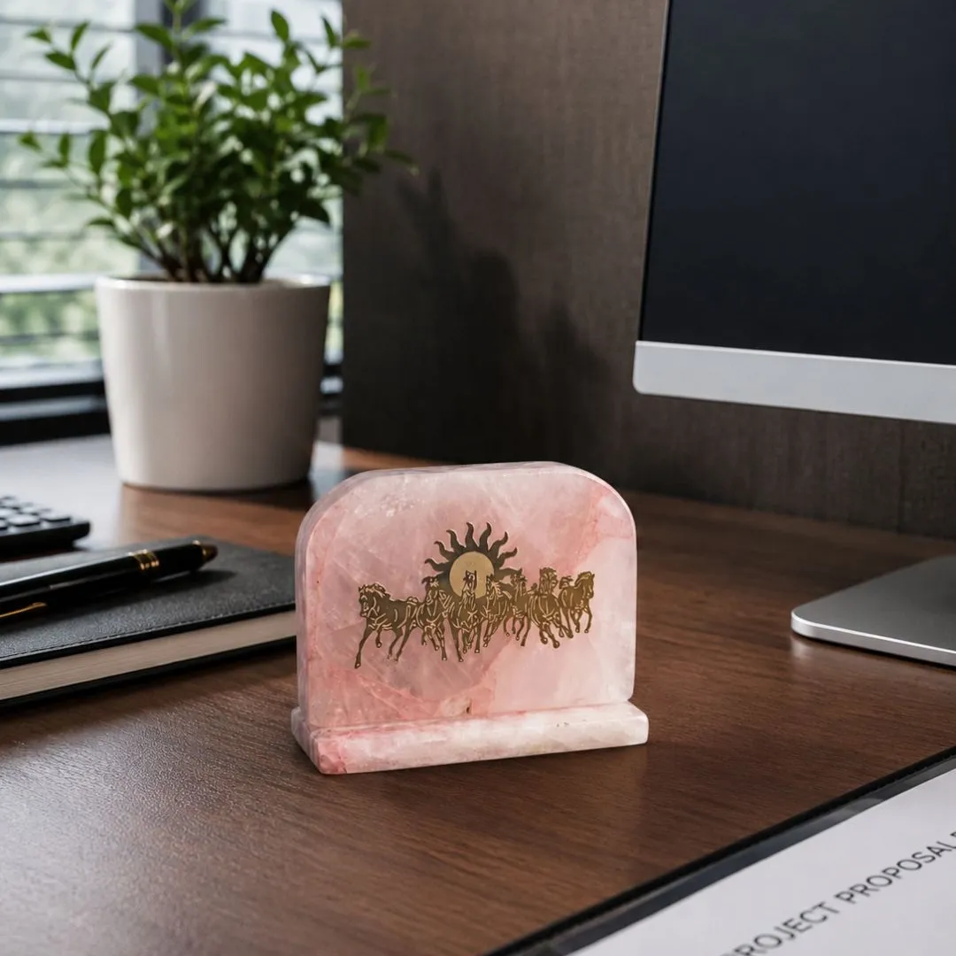 Rose Quartz 7 Running Horses