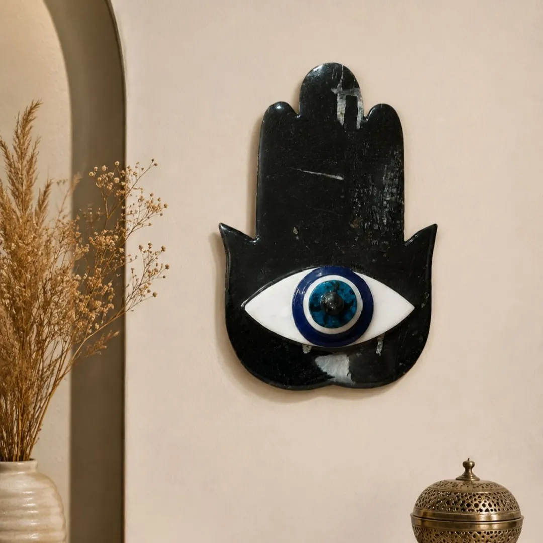 Black Tourmaline Hand Evil Eye 9in