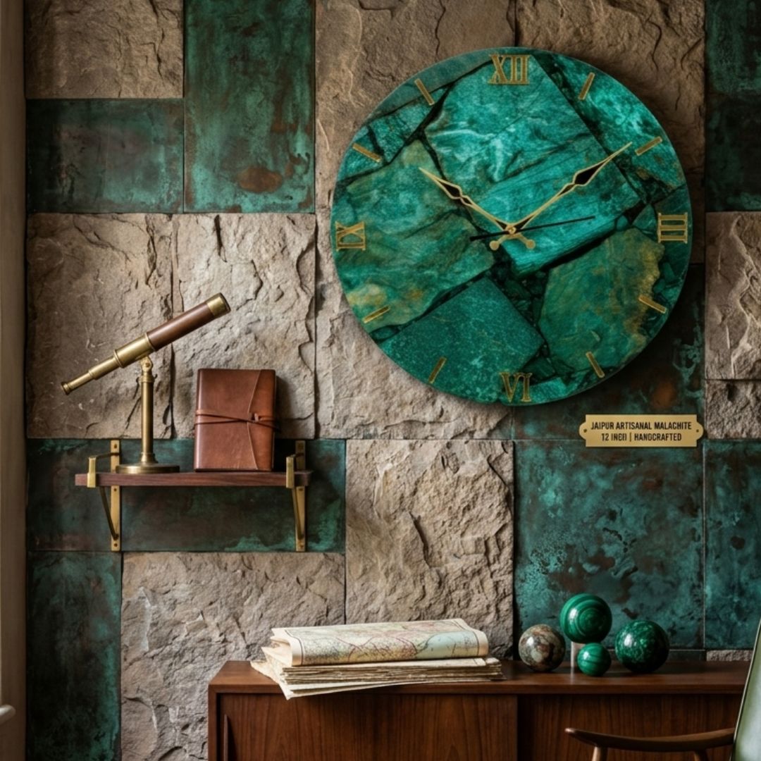  Green Aventurine Wall Clock 12in