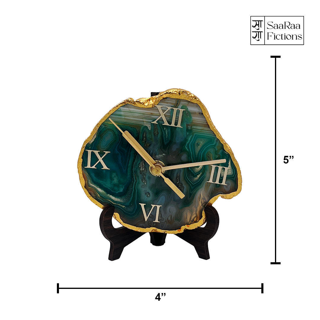 Sea Green Agate Desk Clock