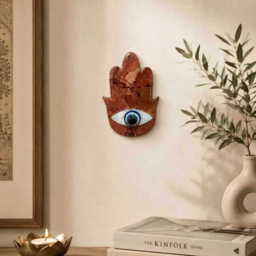 Red Moonstone Hand Evil Eye 6in