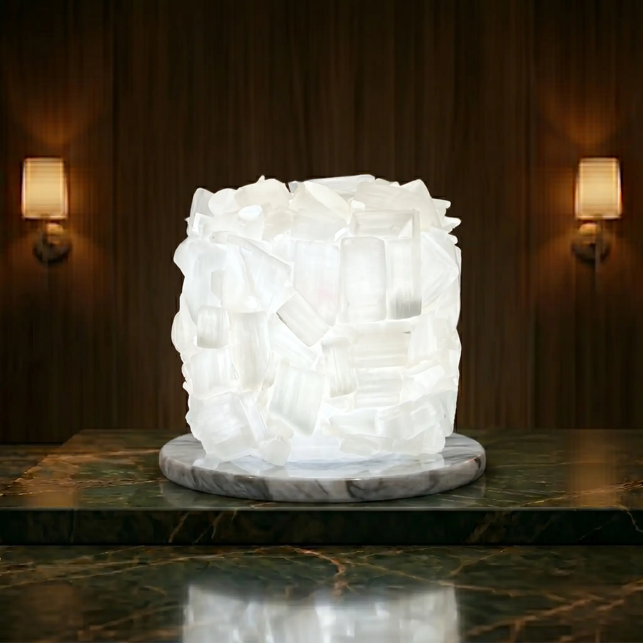 Selenite Semiprecious Lamp