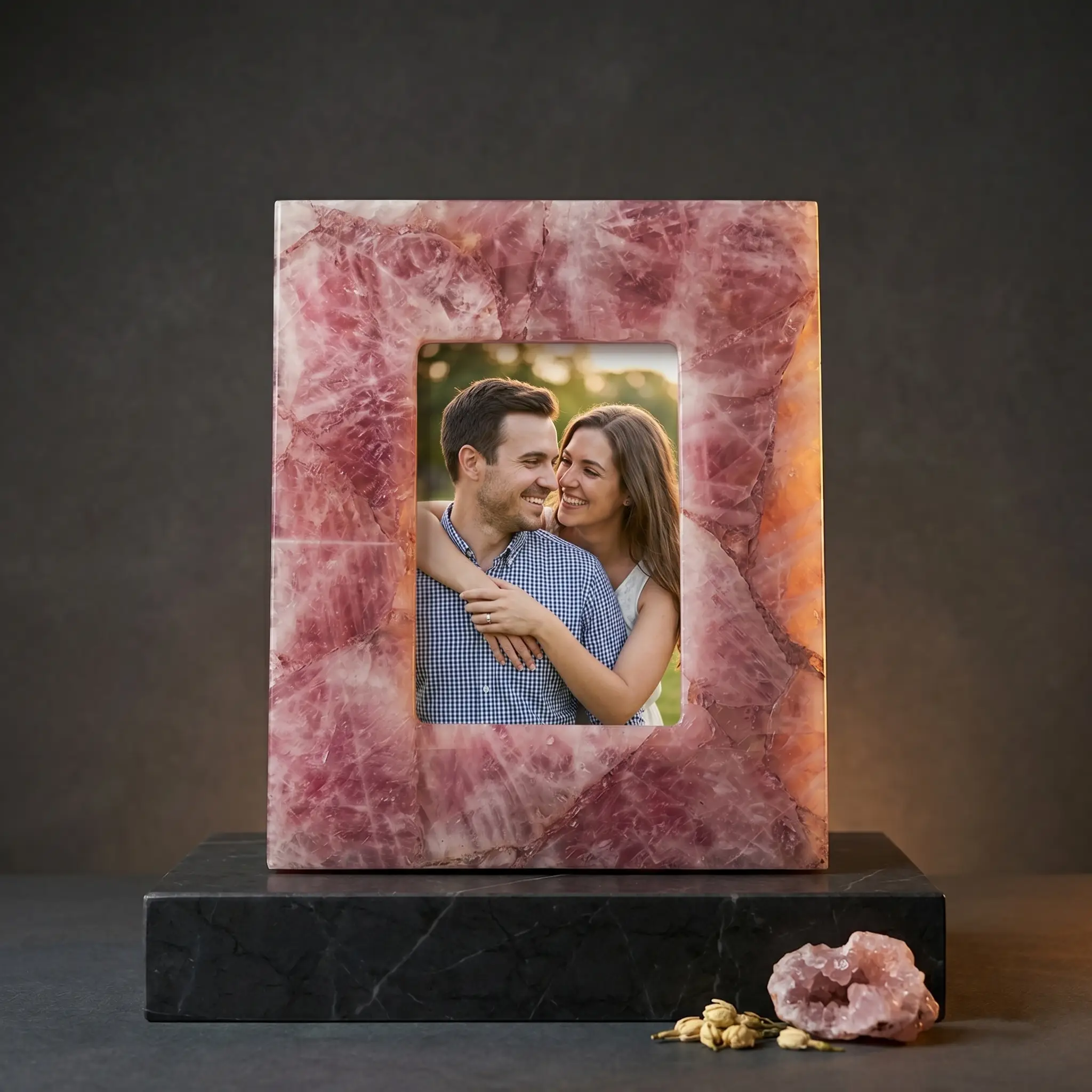 Semiprecious Rose Quartz Photo Frame